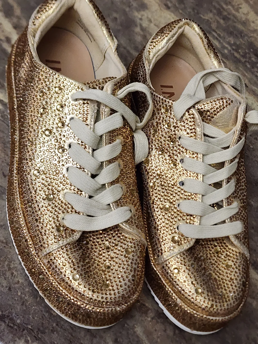 Betsey Johnson Gold Crystal-Studded Low-Top Sneaker